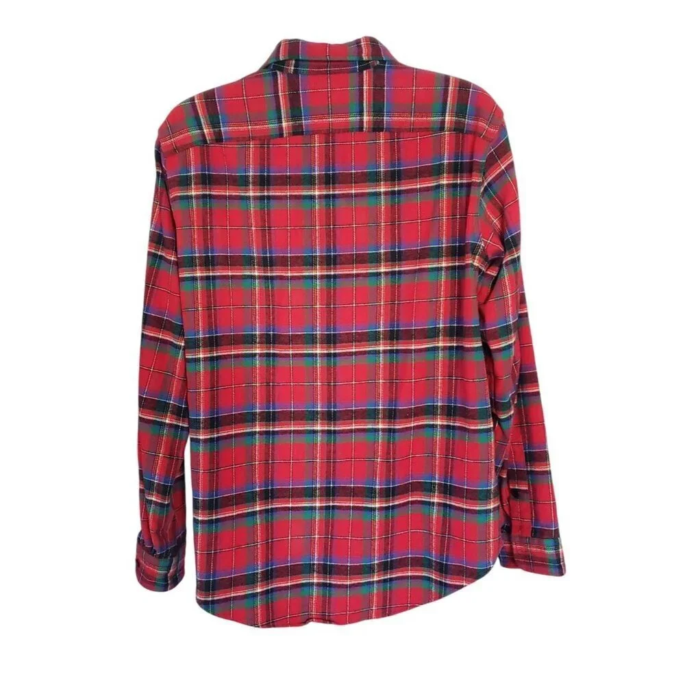 Vtg Polo Ralph Lauren Men's LG Red Plaid Flannel Long Sleeve Work Shirt Gorpcore